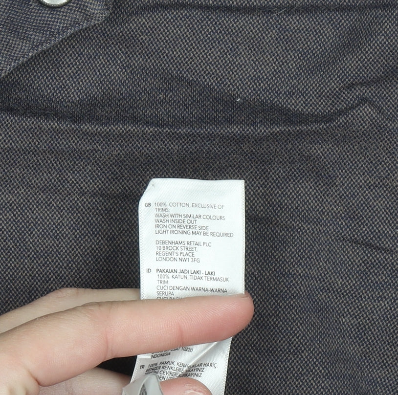 Jasper Conran Men's Brown Cotton Short Sleeve Polo Shirt L