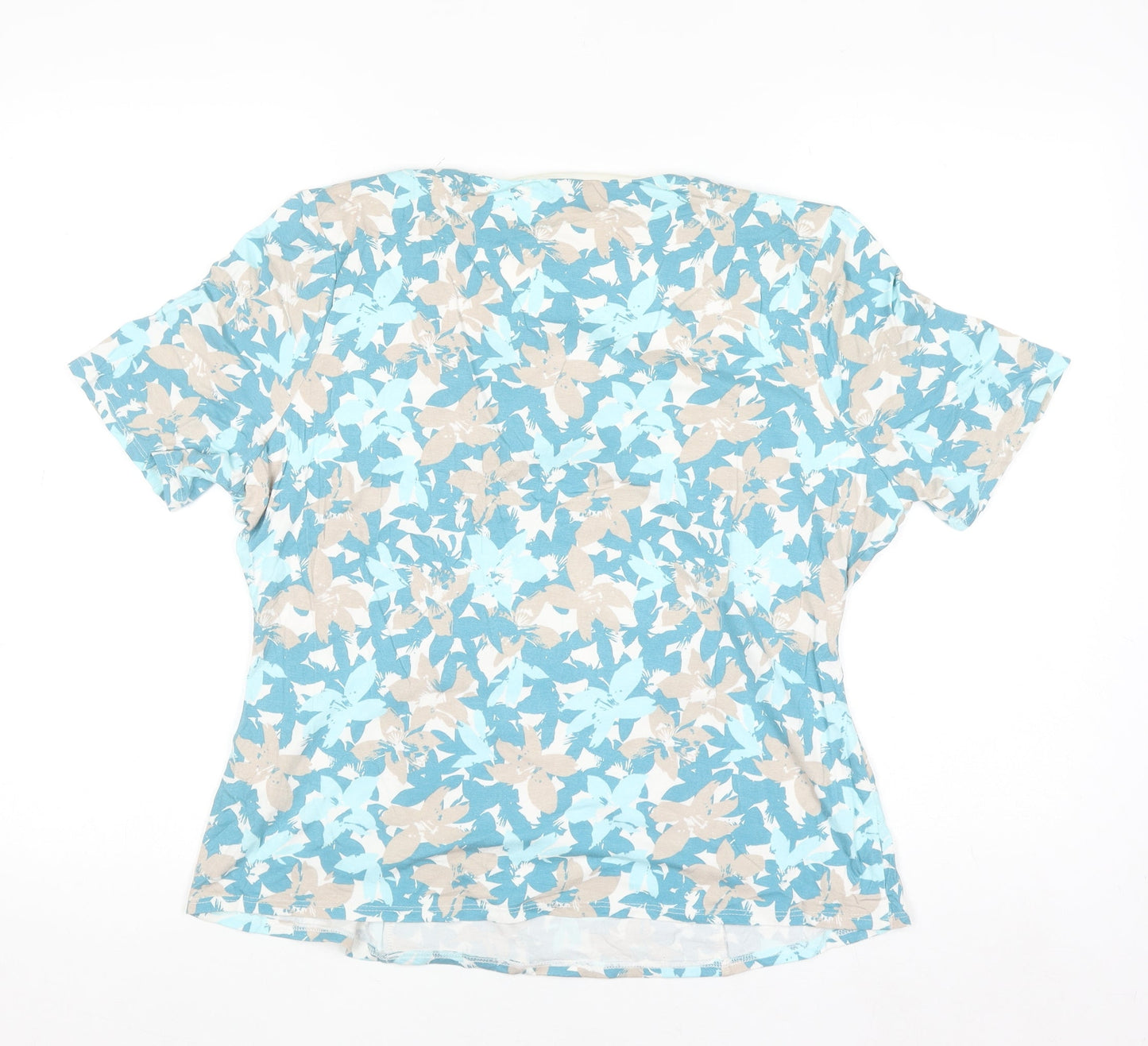 Eastex Women's Blue Floral Print Viscose Stretch Wrap Blouse UK 16