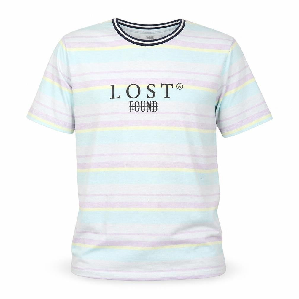 Topman Men's Multicoloured Striped Graphic T-Shirt XS Crew Neck Polyester