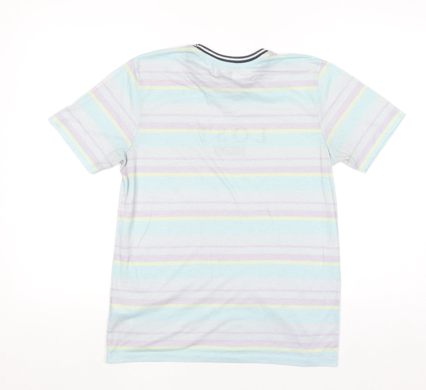 Topman Men's Multicoloured Striped Graphic T-Shirt XS Crew Neck Polyester