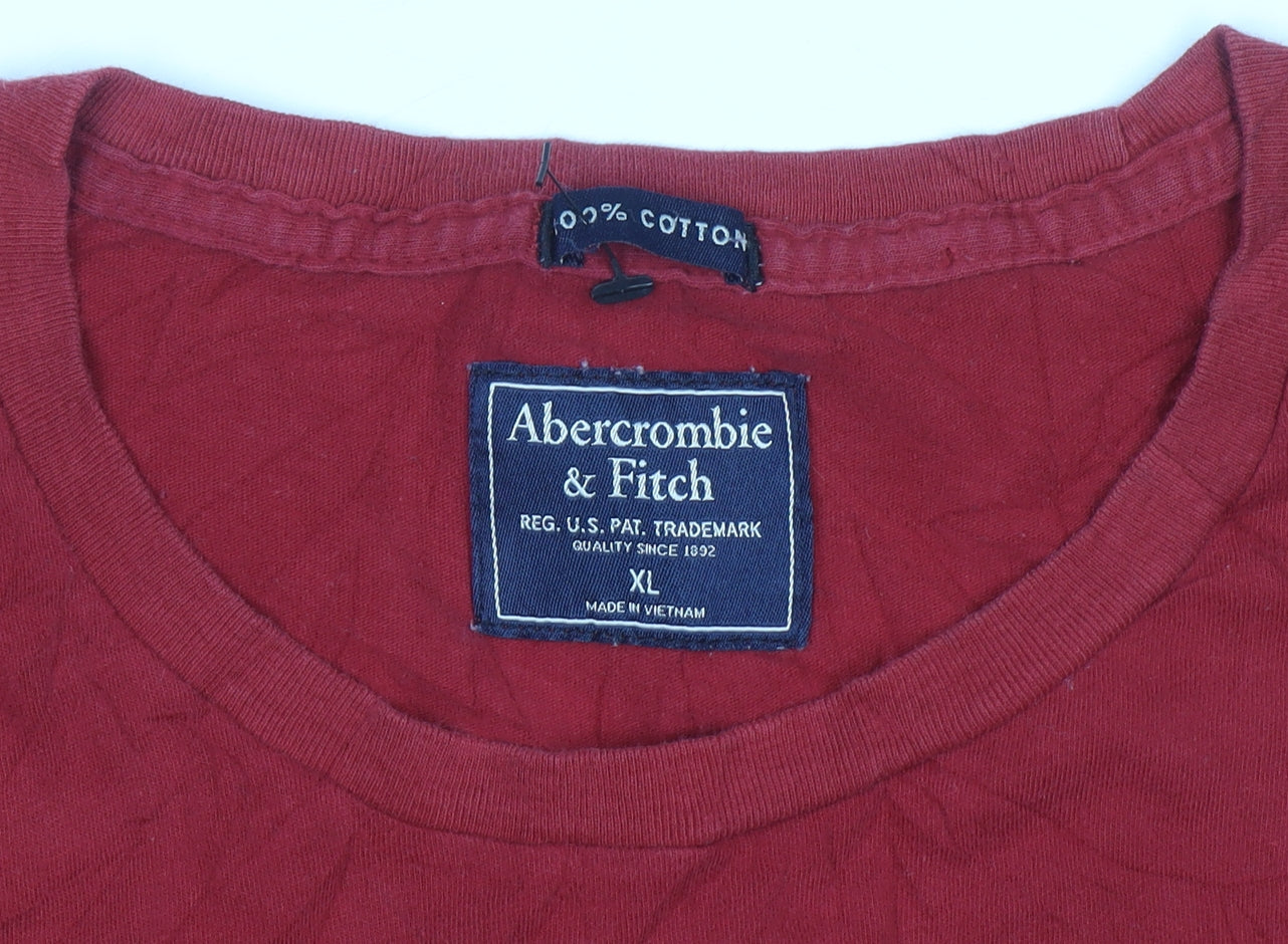 Abercrombie & Fitch Men's Red XL Crew Neck Cotton T-Shirt