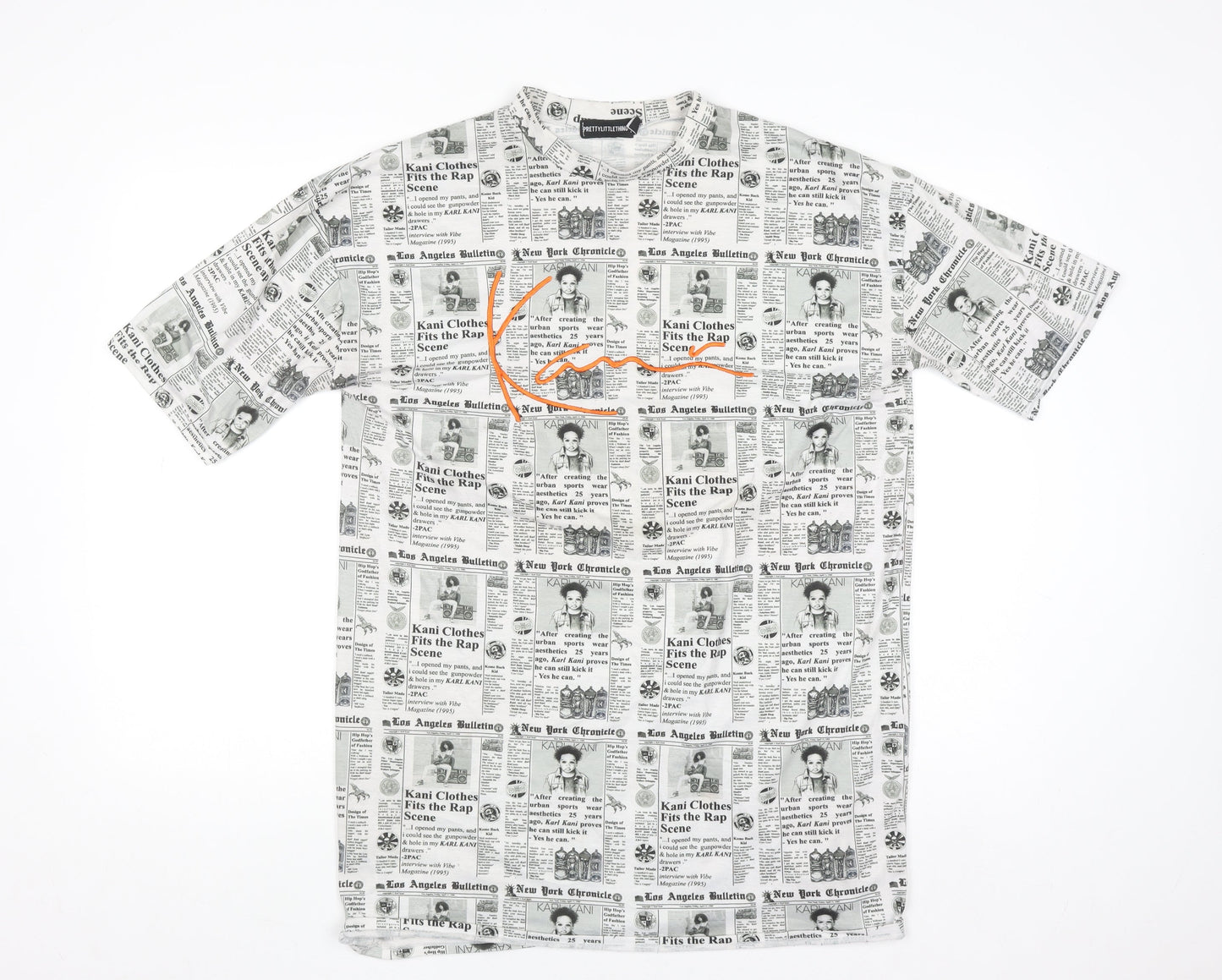 PrettyLittleThing Men’s Black & White Graphic Print Crew Neck T-Shirt XS