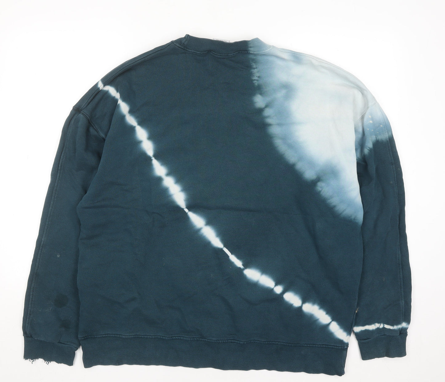 Zara Womens Blue Tie Dye Crew Neck Pullover Sweatshirt XL