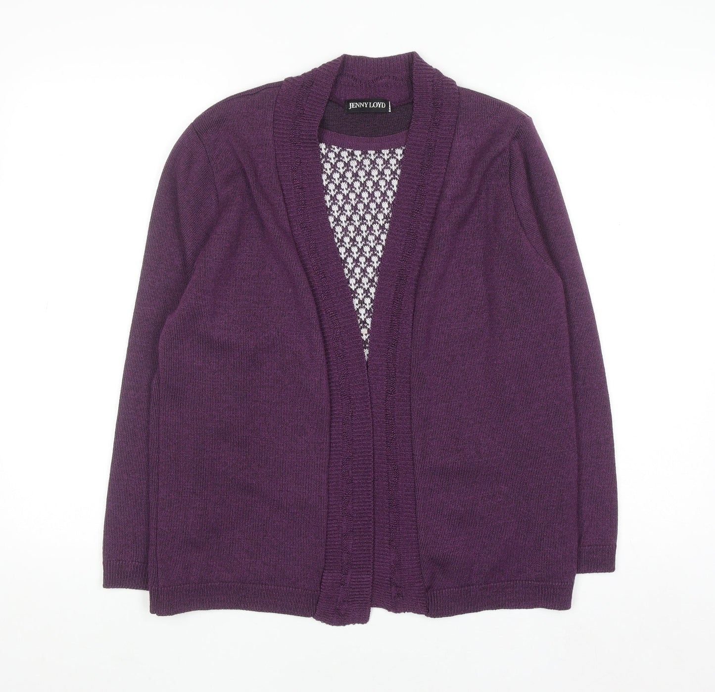 Jenny Loyd Womens Purple Knit Long Sleeve Open Cardigan M