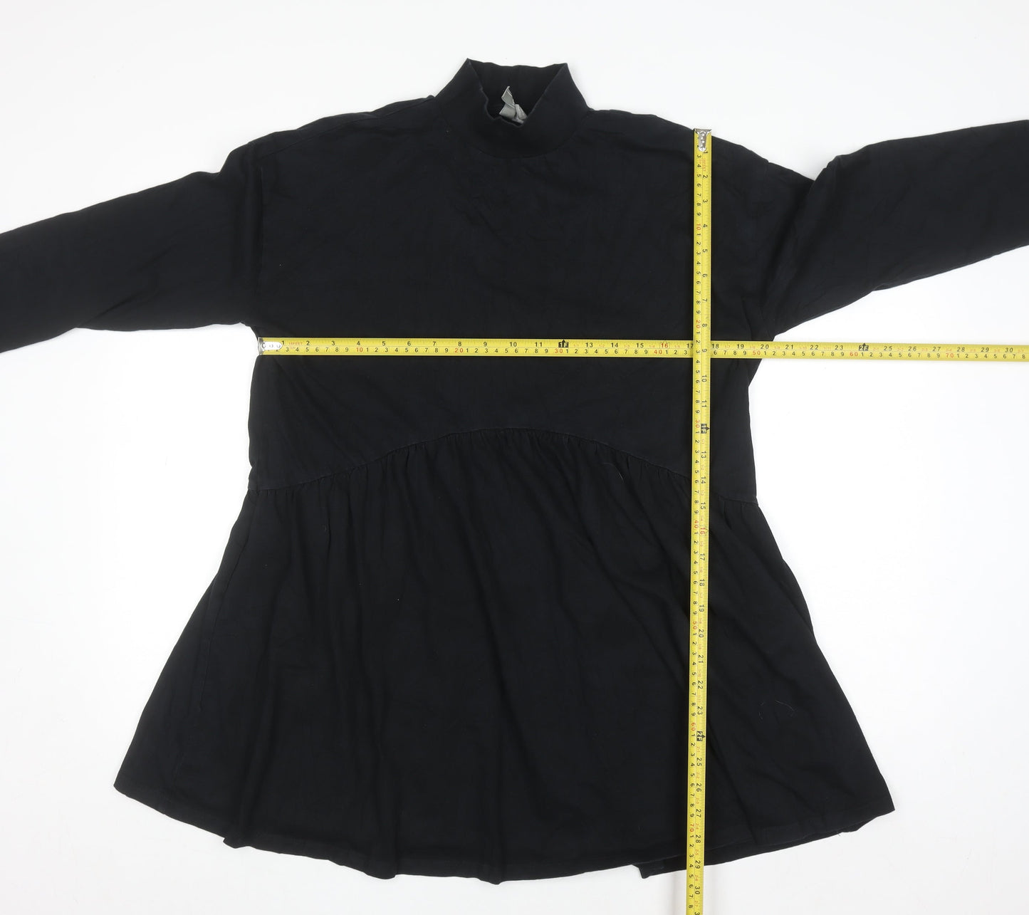 ASOS Women Black Size 12 Shift Dress Long Sleeve High Neck