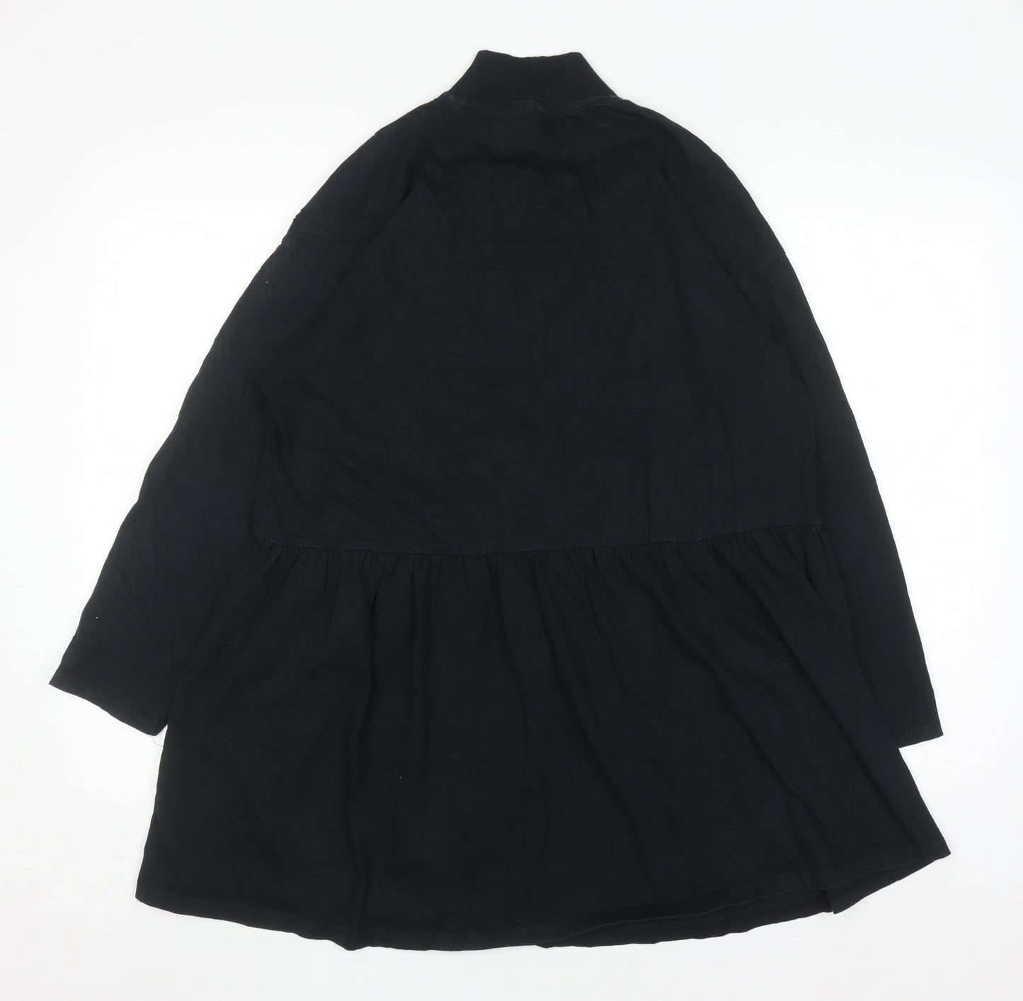 ASOS Women Black Size 12 Shift Dress Long Sleeve High Neck