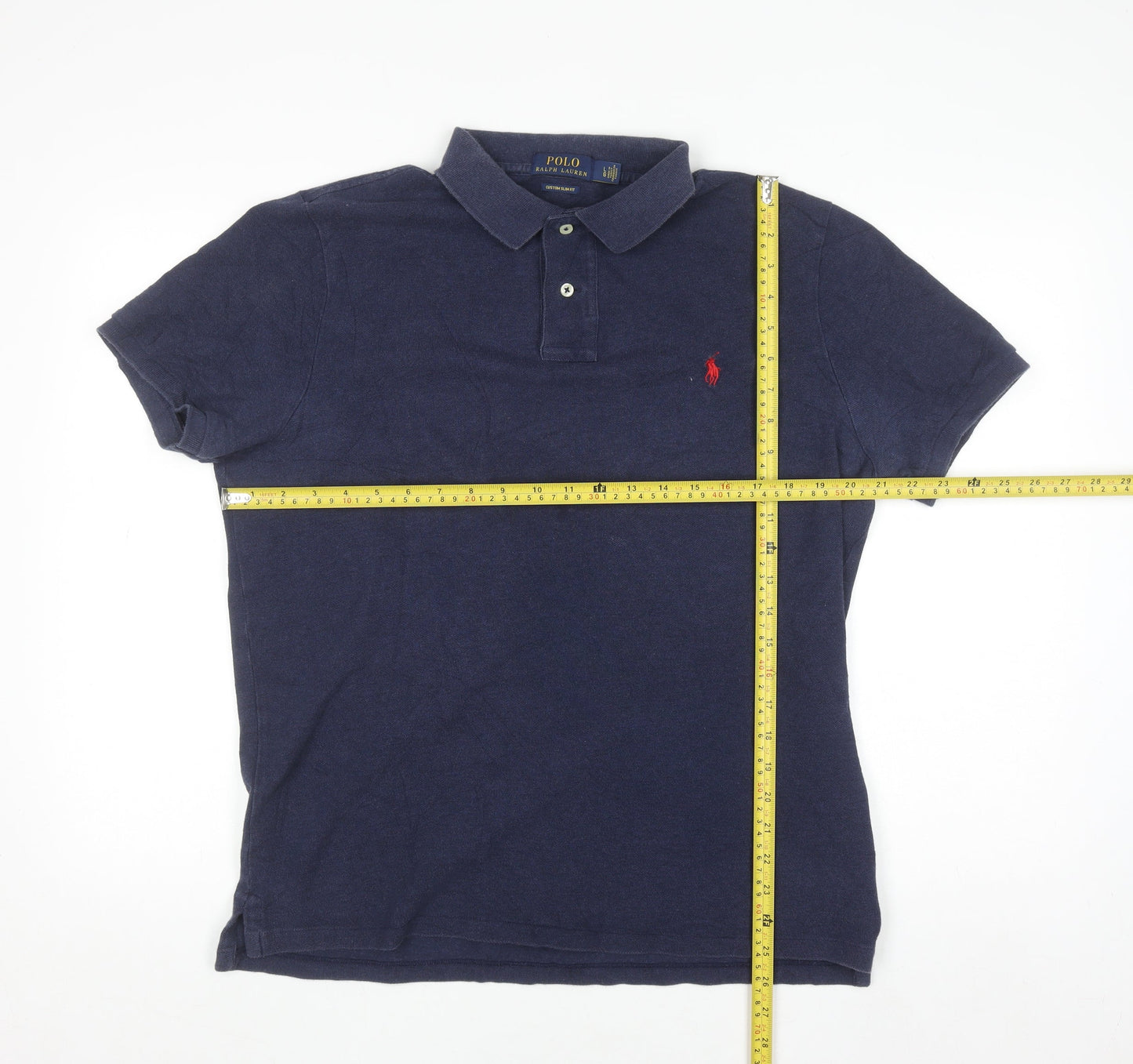 Ralph Lauren Men's Blue Slim Fit Cotton Polo Shirt Size L