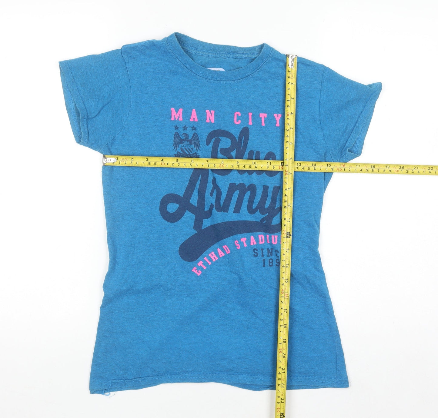 MCFC Women's Blue Army T-Shirt Size 12 Blue Short Sleeve Crew Neck