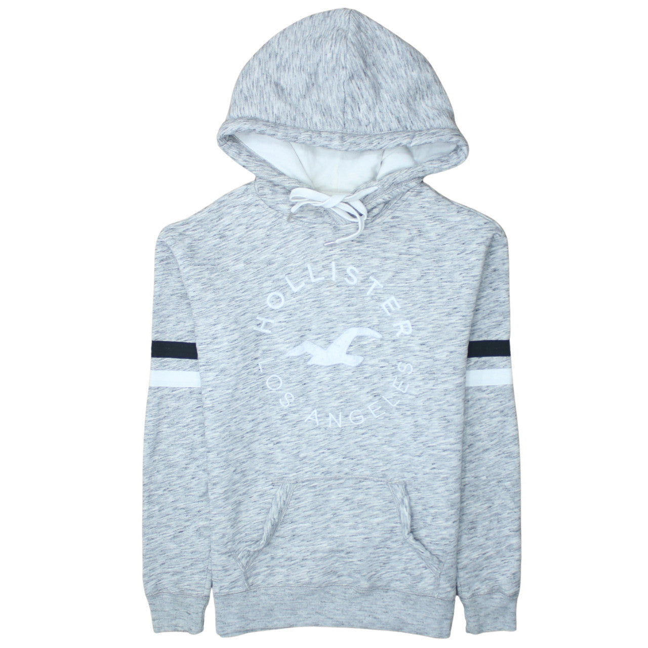 Hollister Men's Grey XS Pullover Hoodie with Logo Design