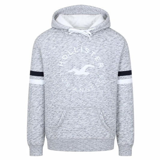 Hollister Men's Grey XS Pullover Hoodie with Logo Design