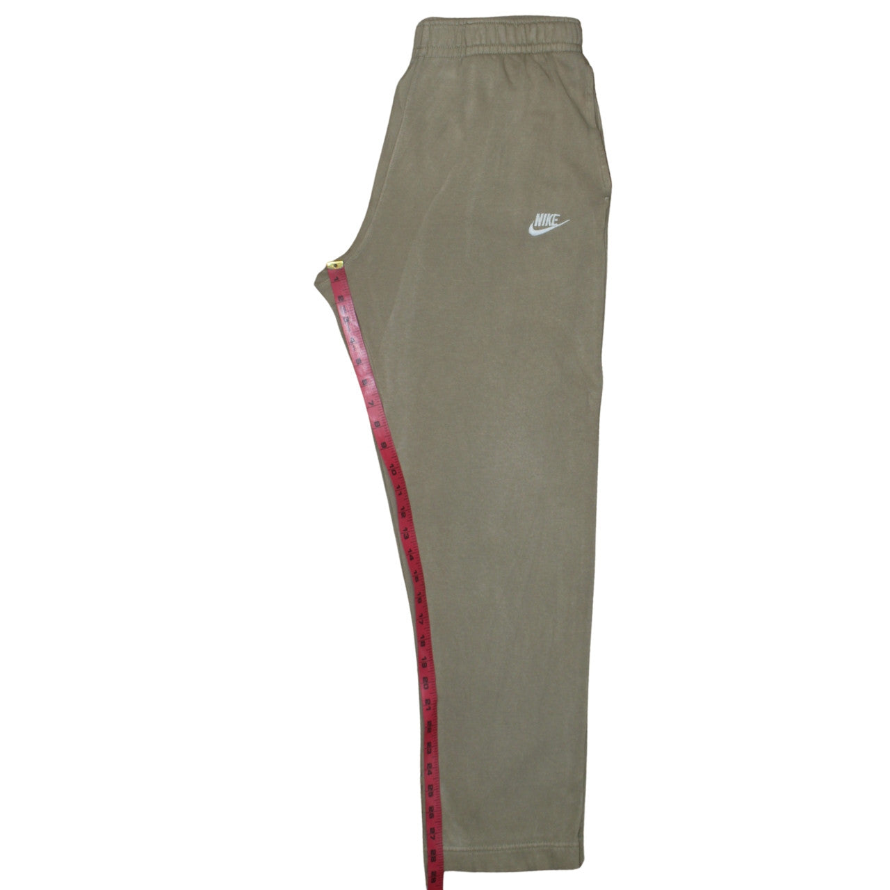 Nike Men's Beige Fleece Sweatpants L Regular Fit Elastic Waist