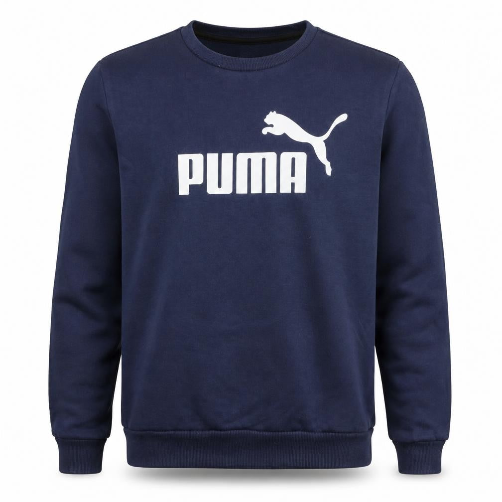 Puma Men's Blue Logo Crew Neck Fleece Sweatshirt Size M