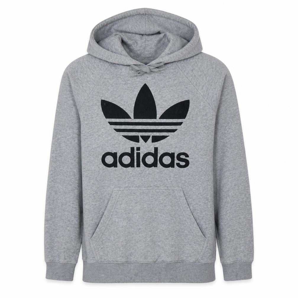 Adidas Men's Grey Pullover Hoodie Small Logo Sportswear