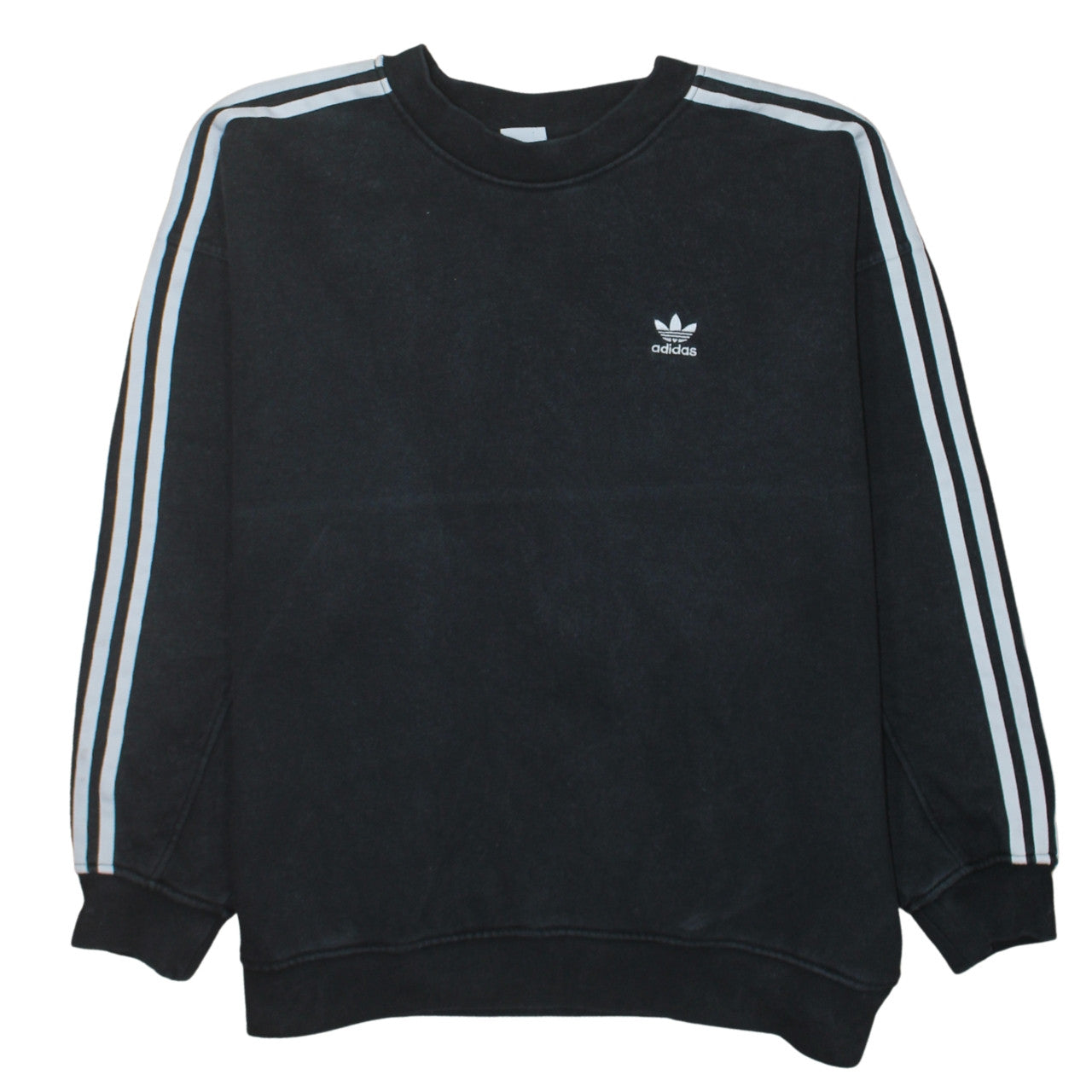 Adidas Womens Black Crew Neck Long Sleeve Pullover Sweatshirt UK 12