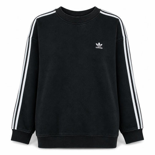 Adidas Womens Black Crew Neck Long Sleeve Pullover Sweatshirt UK 12