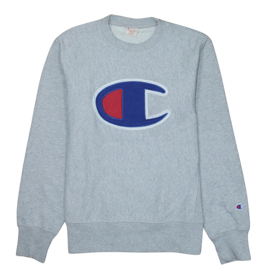 Champion Mens Grey Large Pullover Crew Neck Logo Sweatshirt