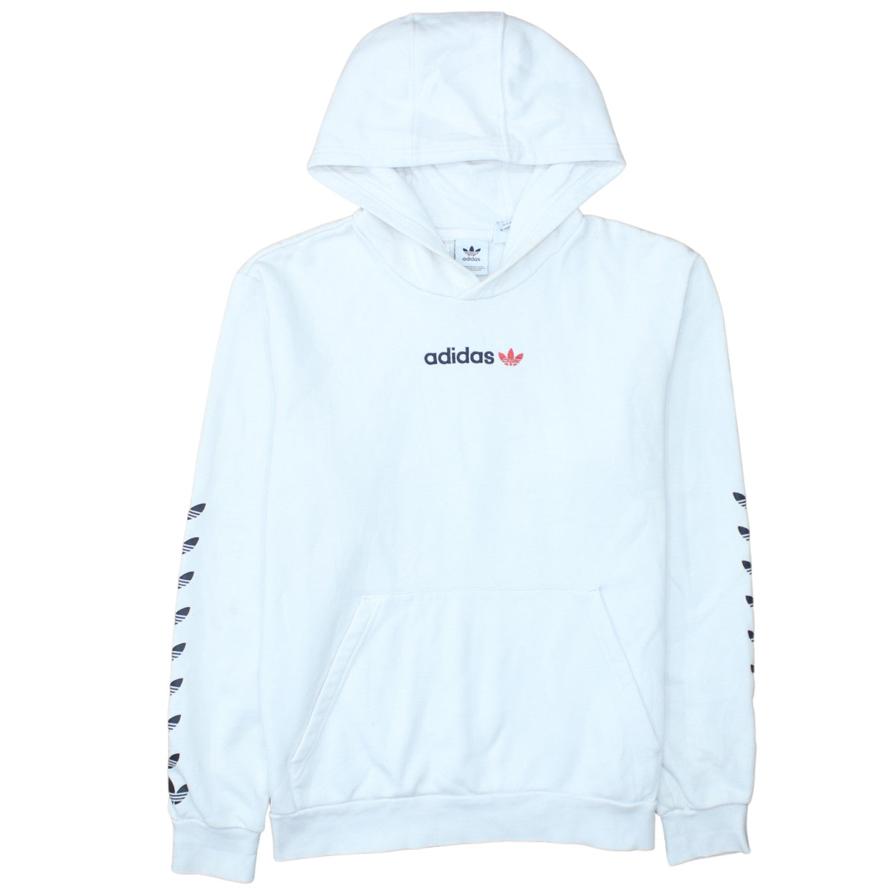 Adidas Boys White Pullover Hoodie 15-16 Years Logo Sportswear
