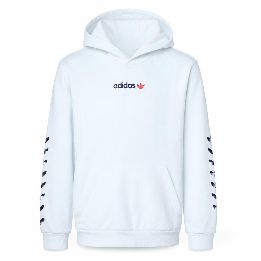 Adidas Boys White Pullover Hoodie 15-16 Years Logo Sportswear