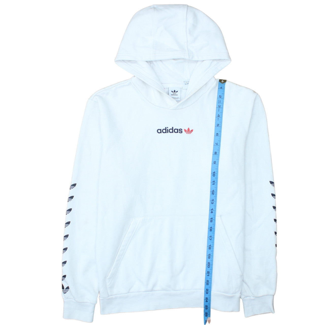 Adidas Boys White Pullover Hoodie 15-16 Years Logo Sportswear