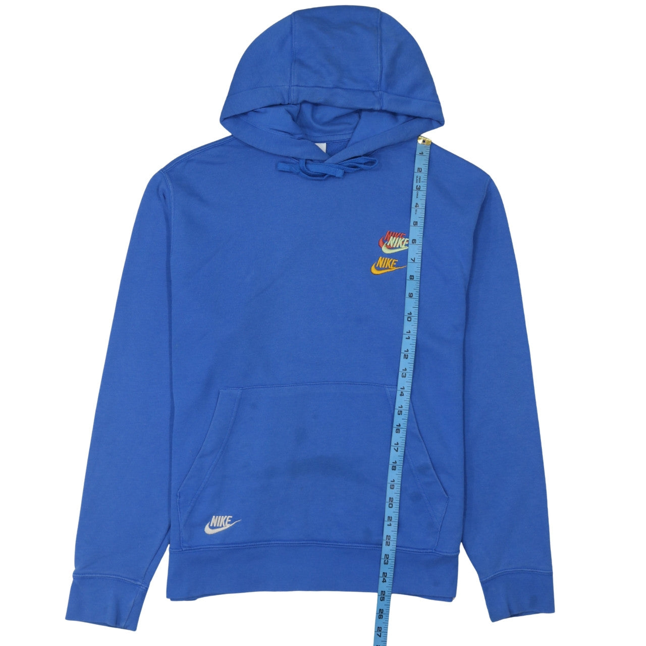 Nike Men's Blue Pullover Hoodie Medium Embroidered Logo Fleece