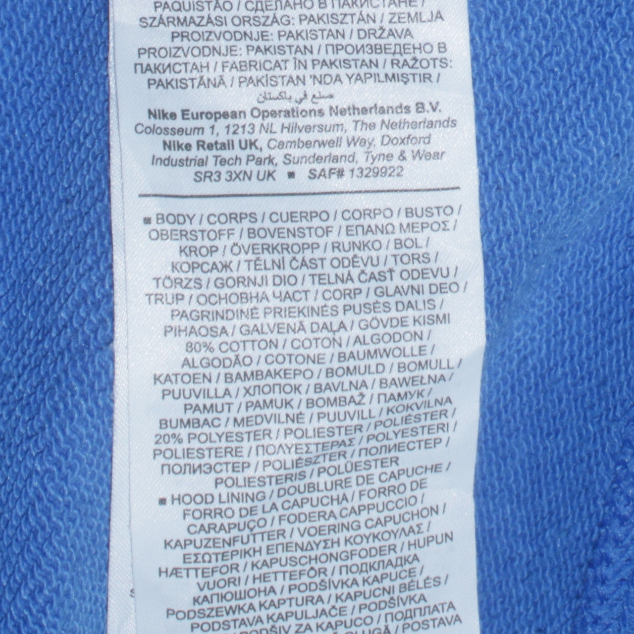 Nike Men's Blue Pullover Hoodie Medium Embroidered Logo Fleece