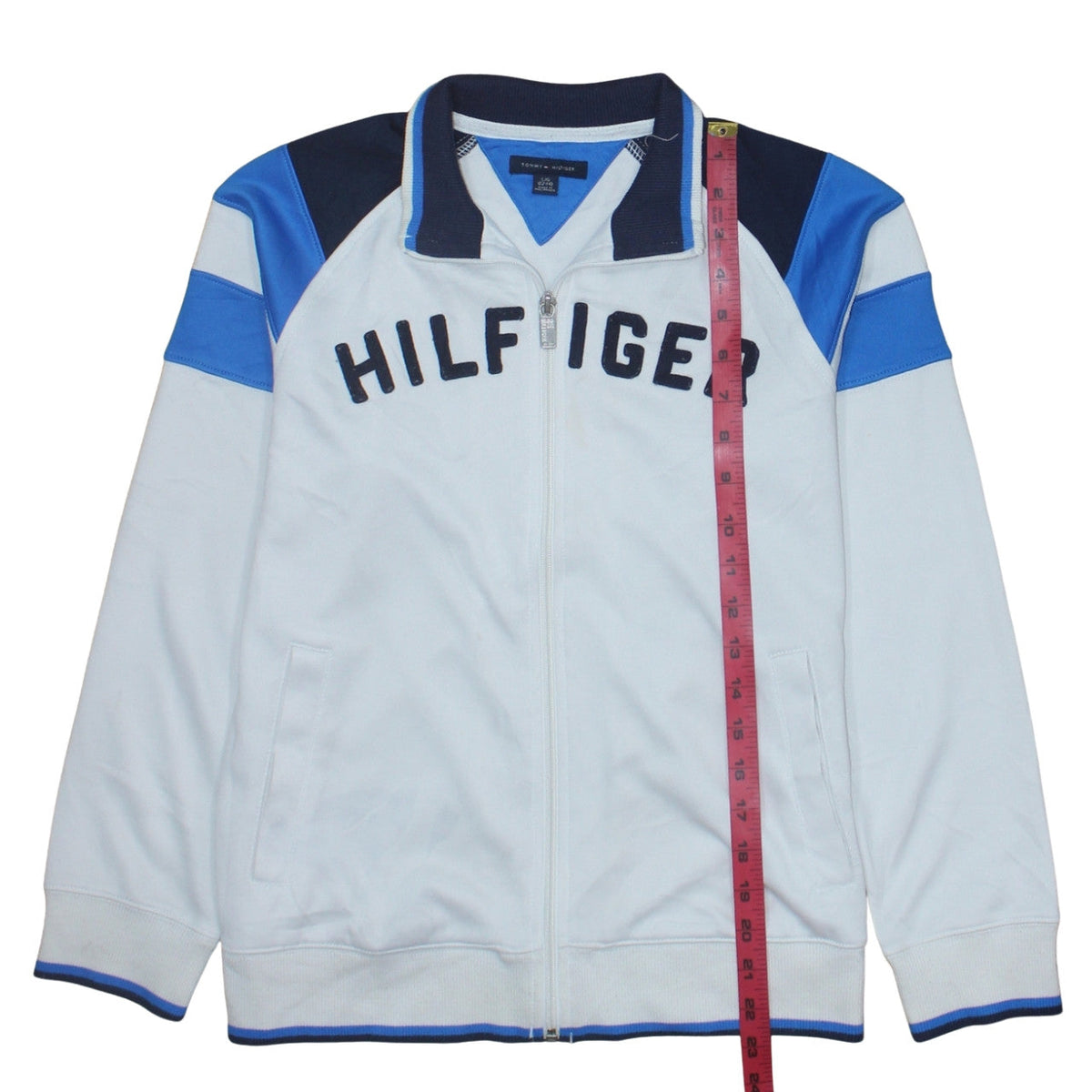 Tommy Hilfiger Boys White Blue Full Zip Sweatshirt Size 12-14 Years