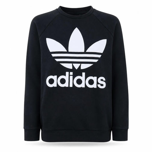 Adidas Womens Black Logo Crew Neck Sweatshirt Size 12