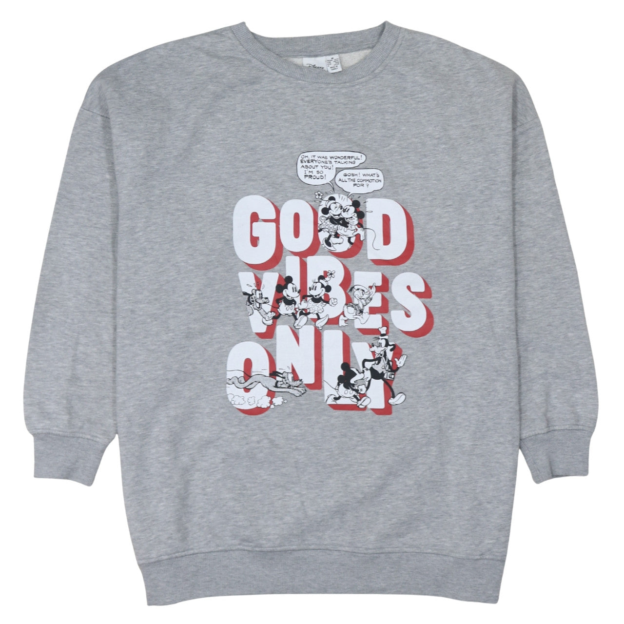 Disney Primark Women's Grey Mickey Mouse Graphic Sweatshirt M 12-14