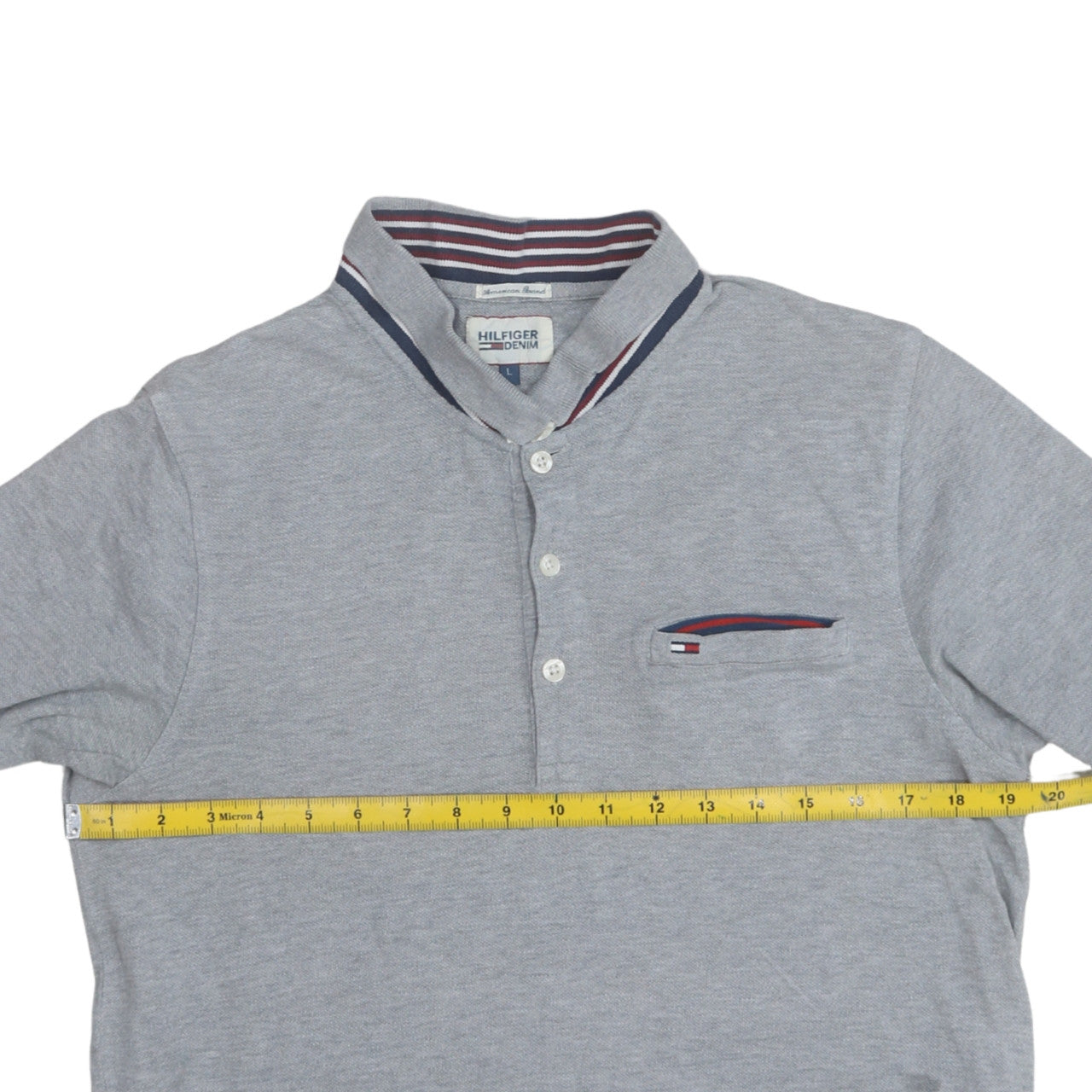 Hilfiger Denim Men's Grey Stand Collar Polo Shirt Size L