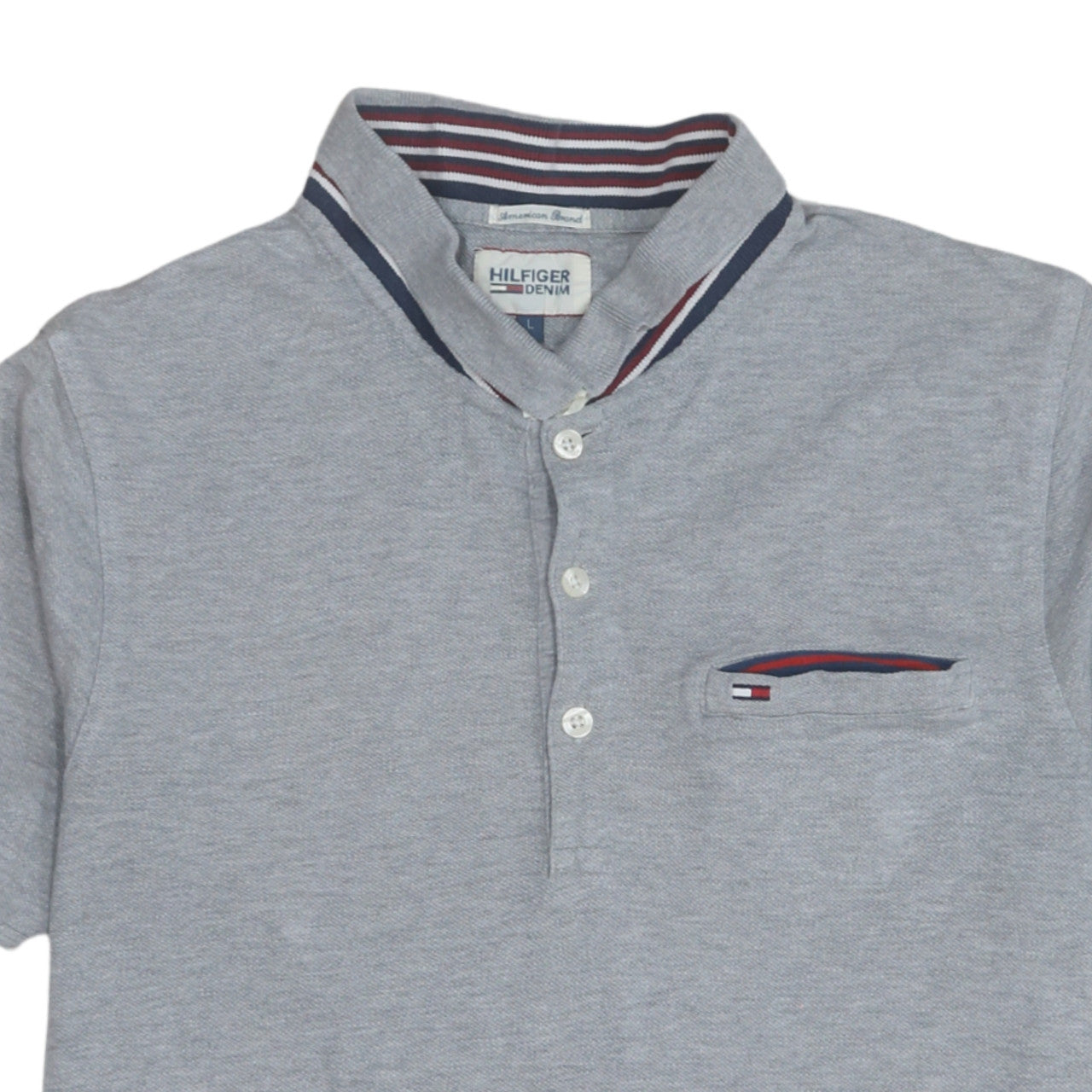 Hilfiger Denim Men's Grey Stand Collar Polo Shirt Size L