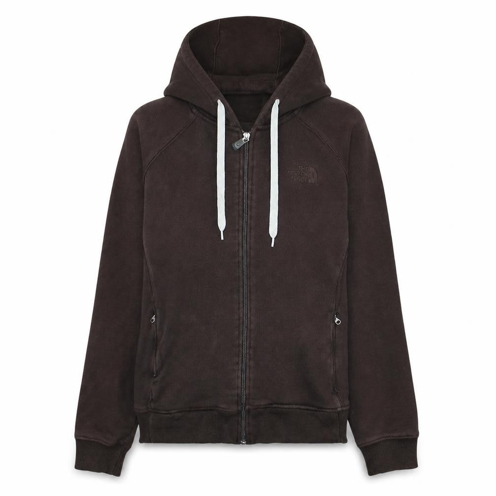 The North Face Womens Brown Full Zip Hoodie Size L Cotton Blend