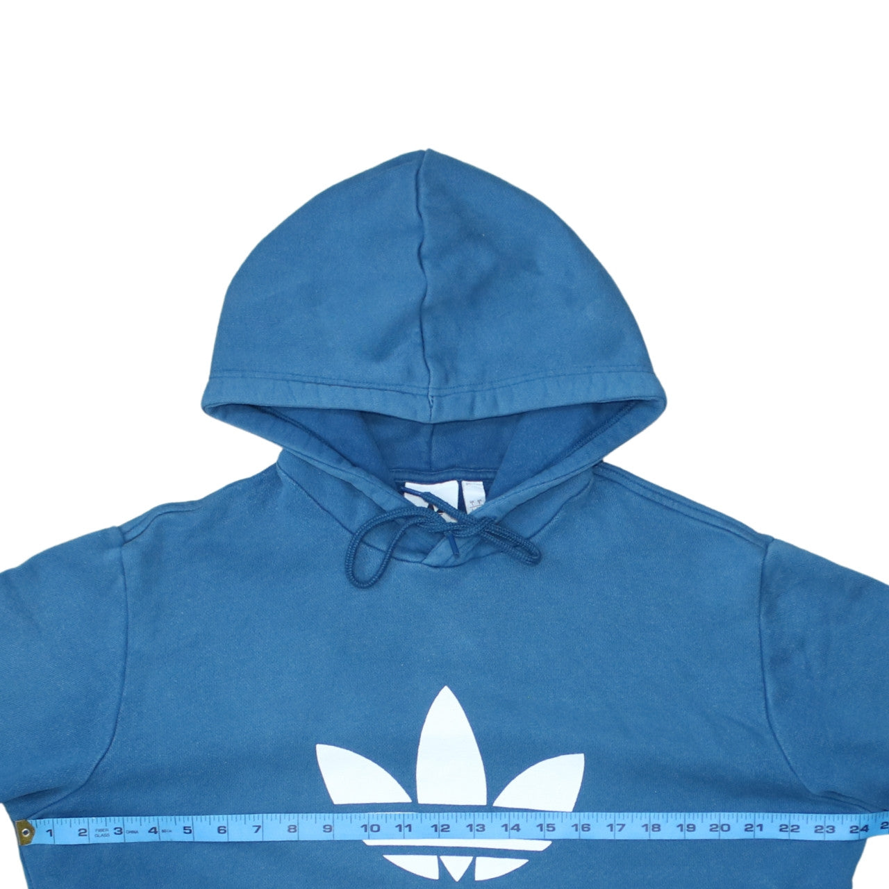 Adidas Mens Blue Pullover Hoodie L Logo Fleece Sweatshirt