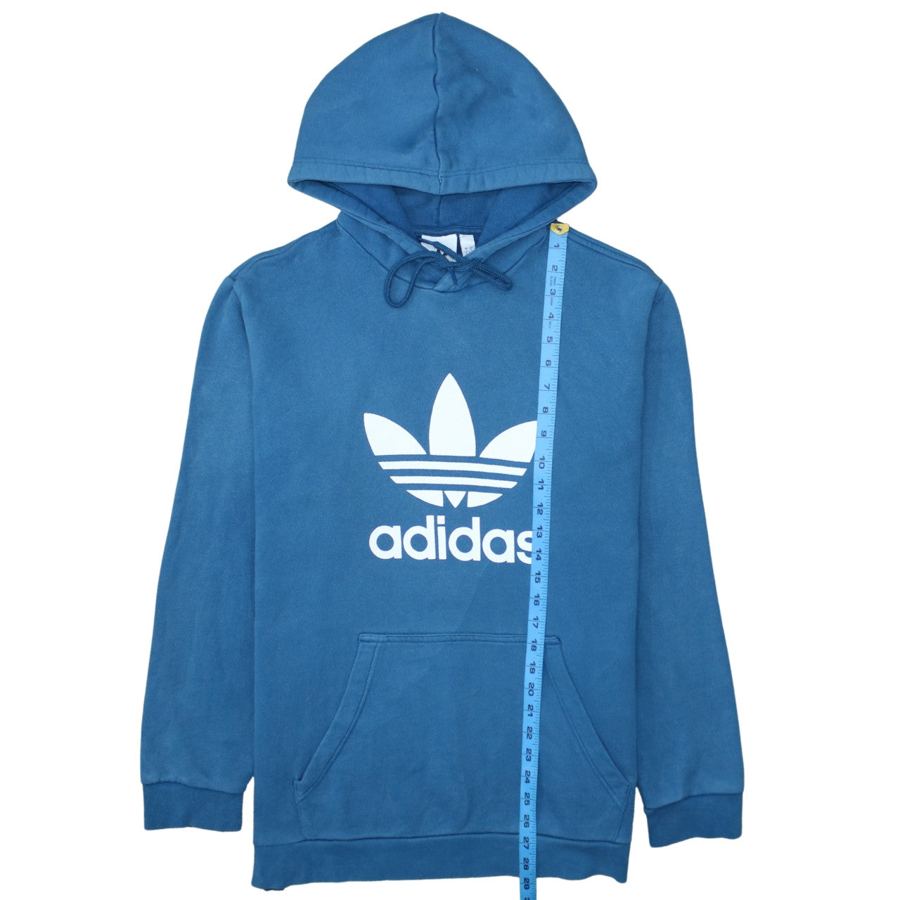 Adidas Mens Blue Pullover Hoodie L Logo Fleece Sweatshirt