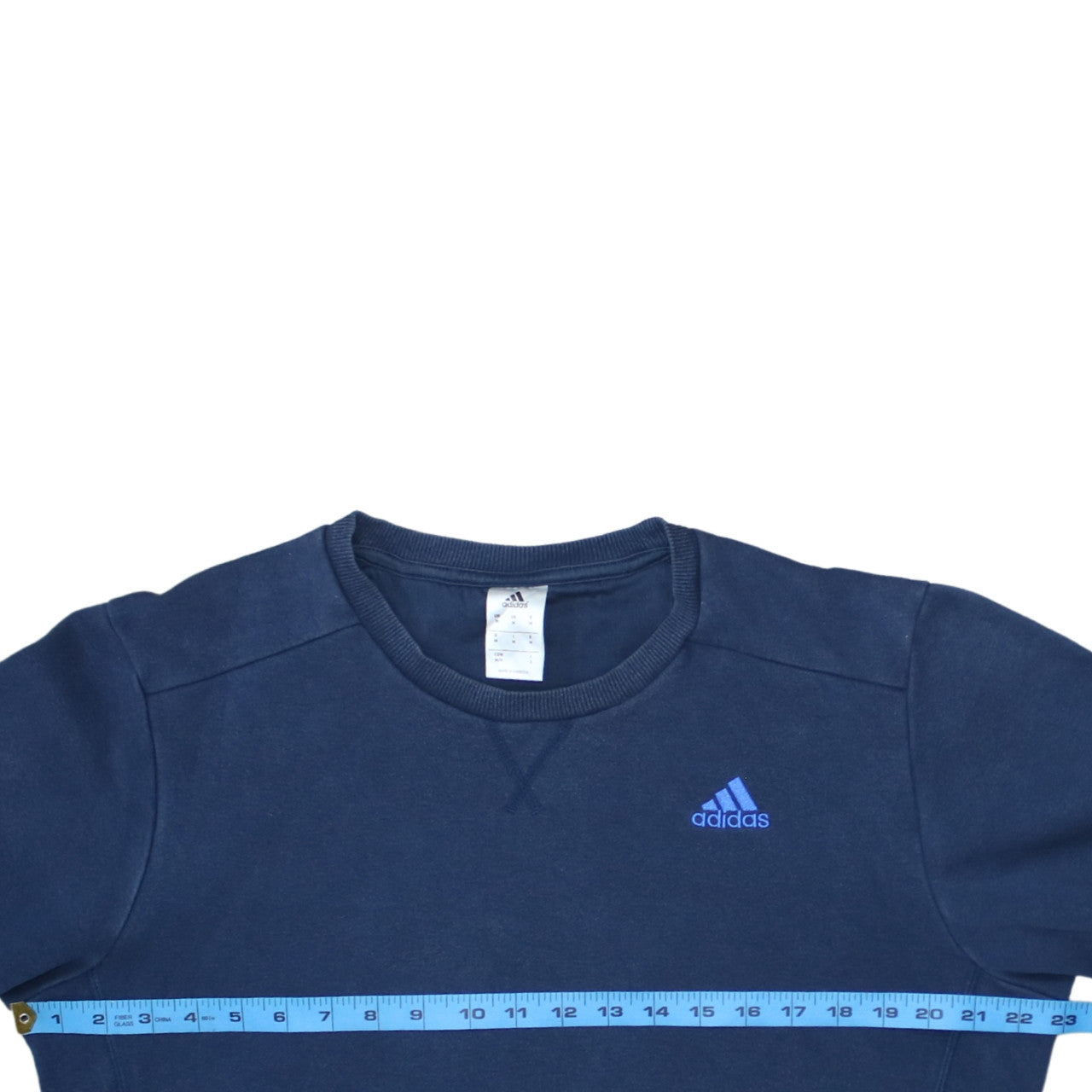 Adidas Men's Blue Crew Neck Pullover Sweatshirt M Logo Cotton Blend