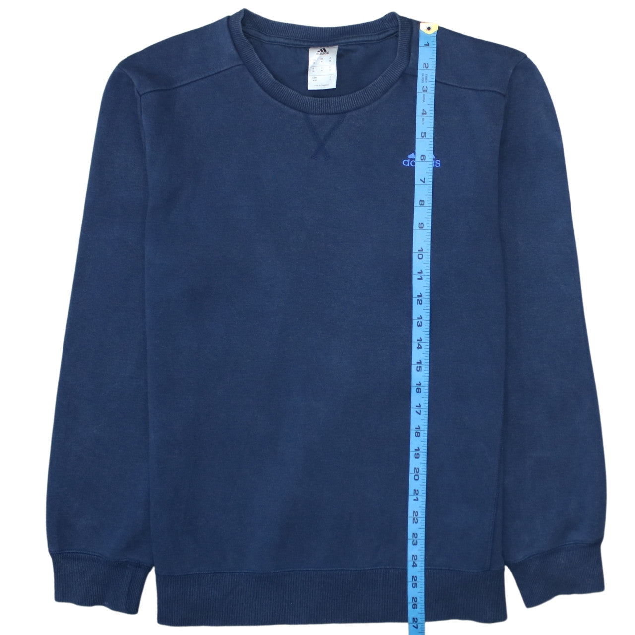 Adidas Men's Blue Crew Neck Pullover Sweatshirt M Logo Cotton Blend