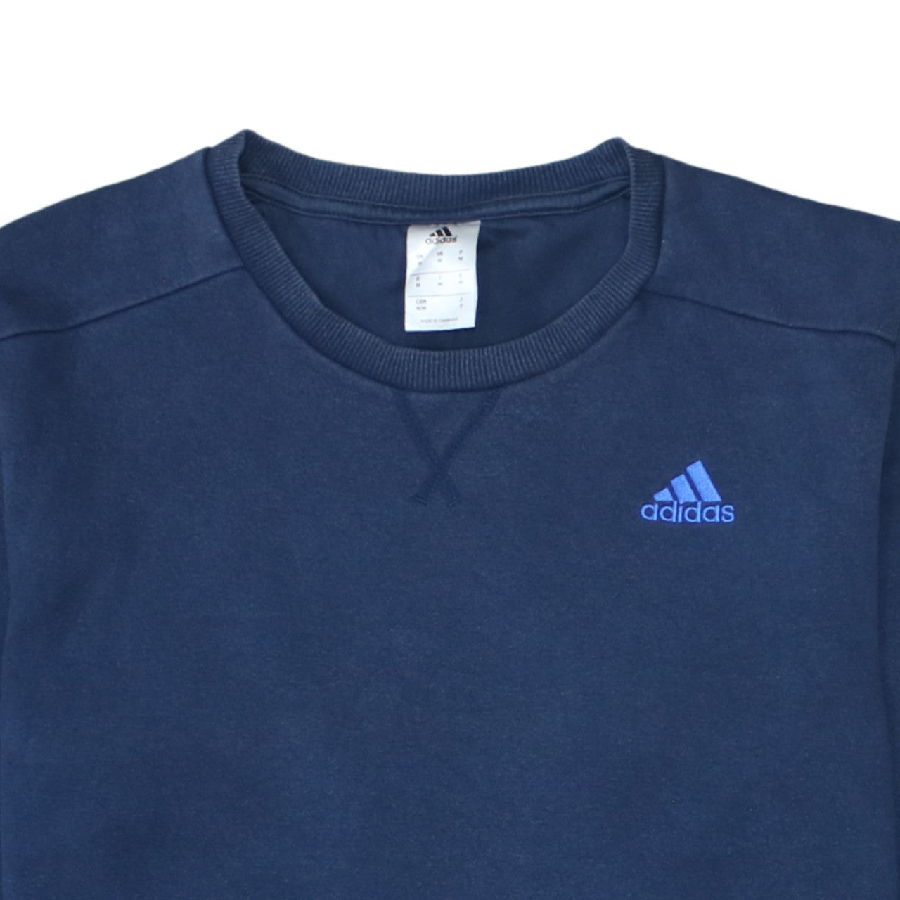 Adidas Men's Blue Crew Neck Pullover Sweatshirt M Logo Cotton Blend