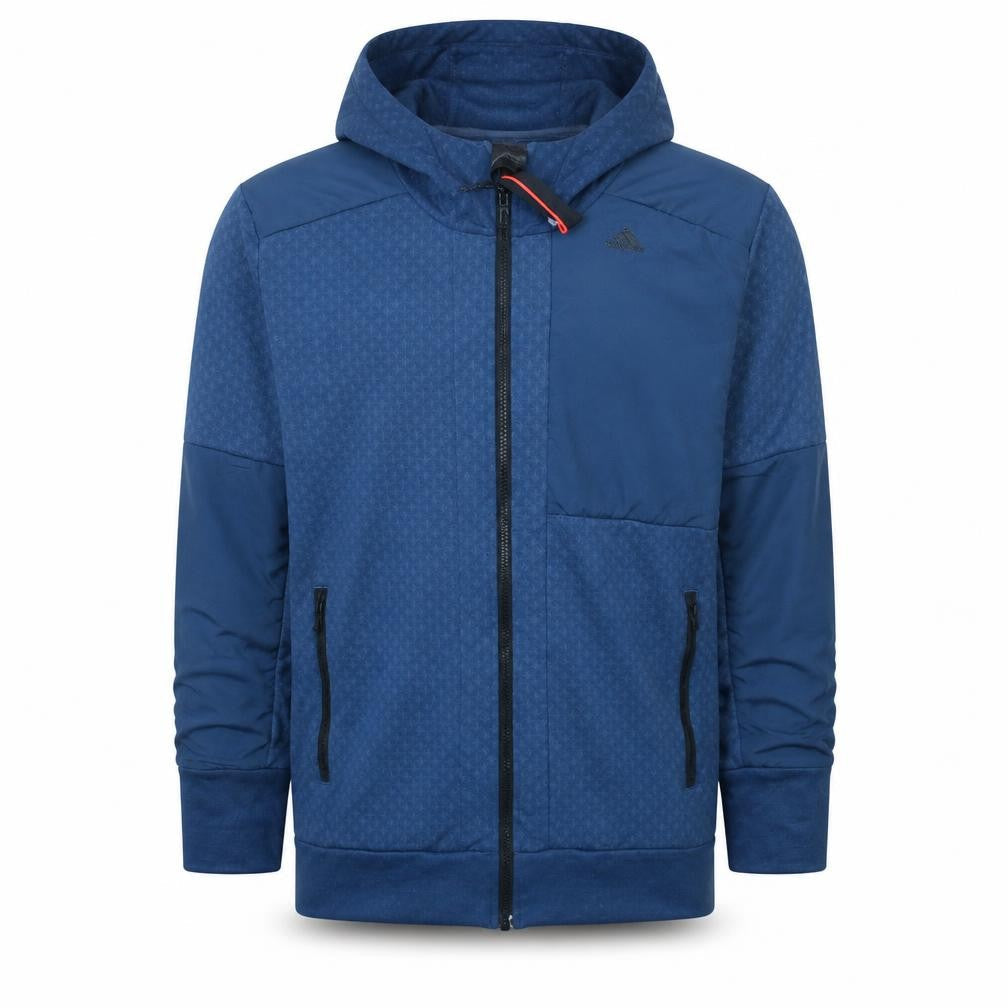 Adidas Mens Blue Full Zip Hooded Sweatshirt L Regular Classic Fit
