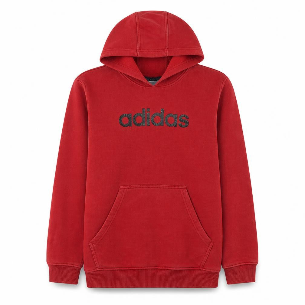 Adidas Boys Red Pullover Hoodie - Size 11-12 Years, Classic Logo Design