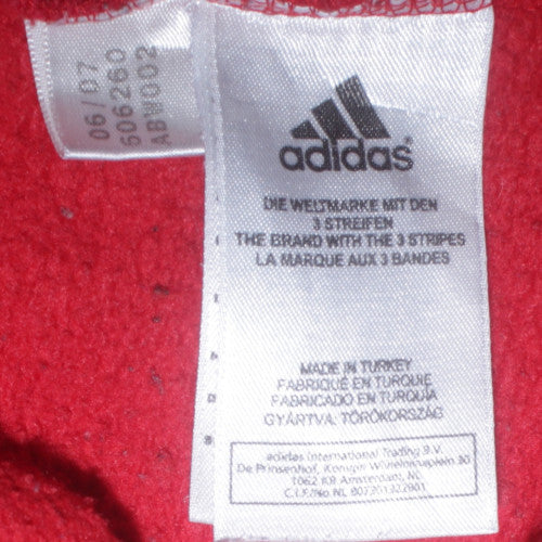 Adidas Boys Red Pullover Hoodie - Size 11-12 Years, Classic Logo Design