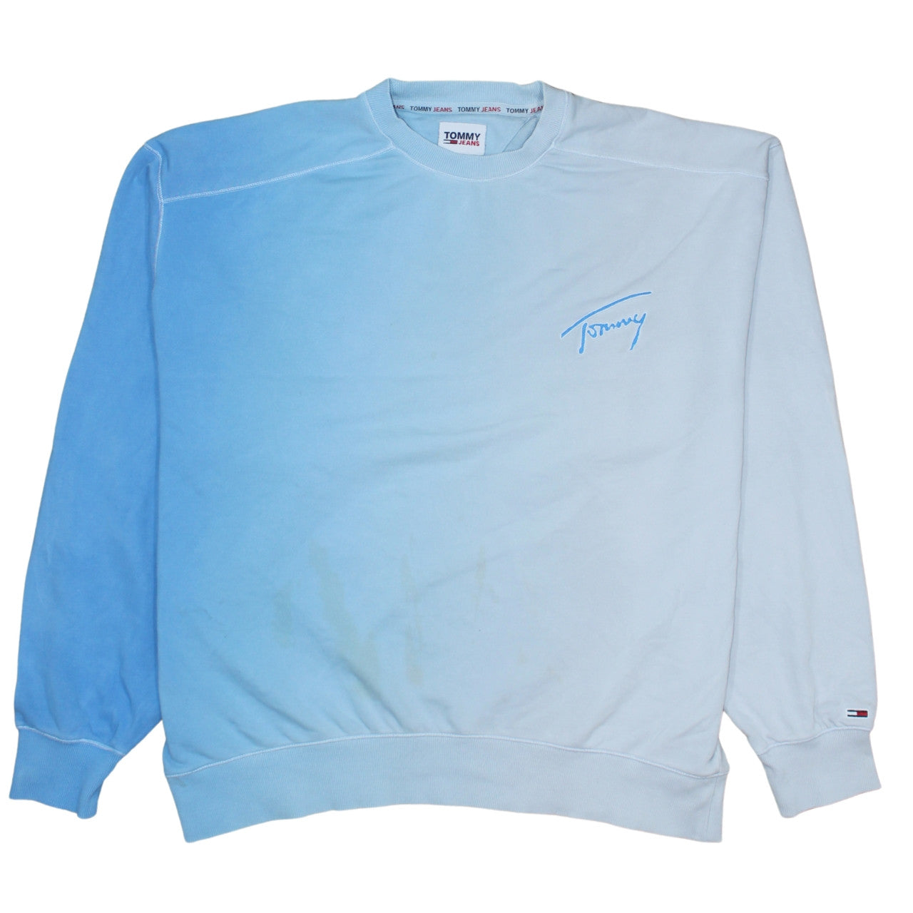 Tommy Jeans Men's Blue L Pullover Sweatshirt Crew Neck Logo Cotton