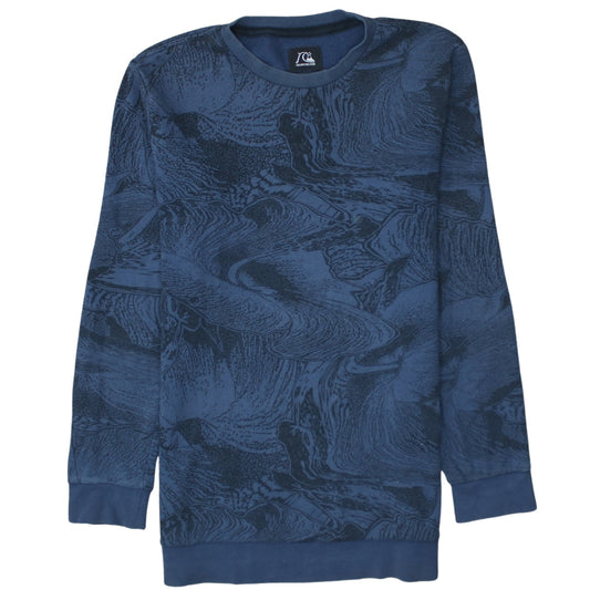 Quiksilver Men's Blue Graphic Crew Neck Pullover Sweatshirt Size S