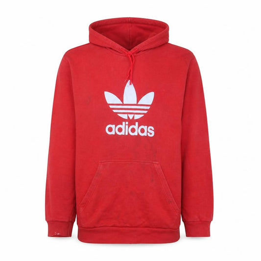 Adidas Men's Red XL Pullover Hoodie with Logo Graphic Print