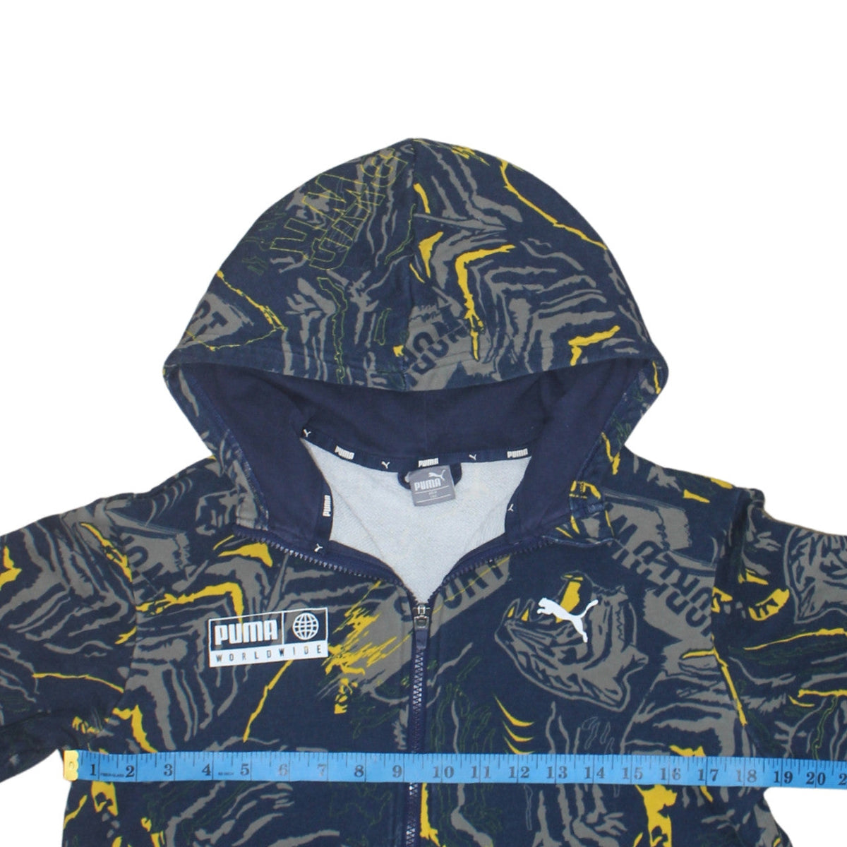 Puma Boys Blue Grey Full Zip Hoodie Size 12-13 Years Graphic Print