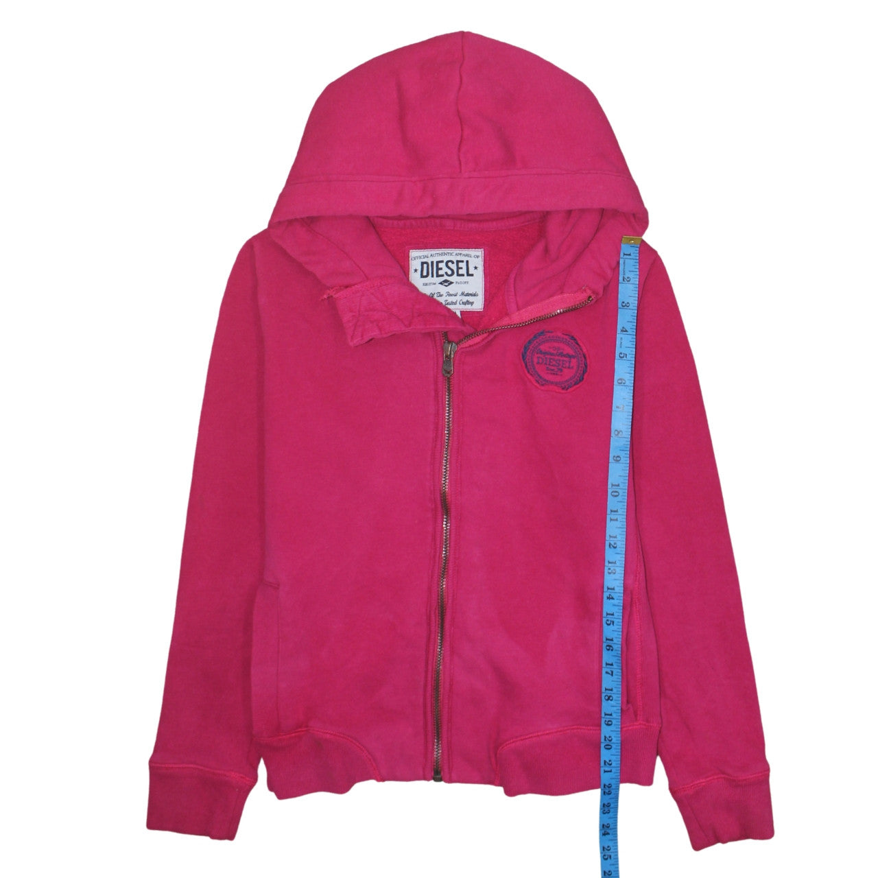 Diesel Womens Pink Full Zip Hoodie Medium Cotton Blend