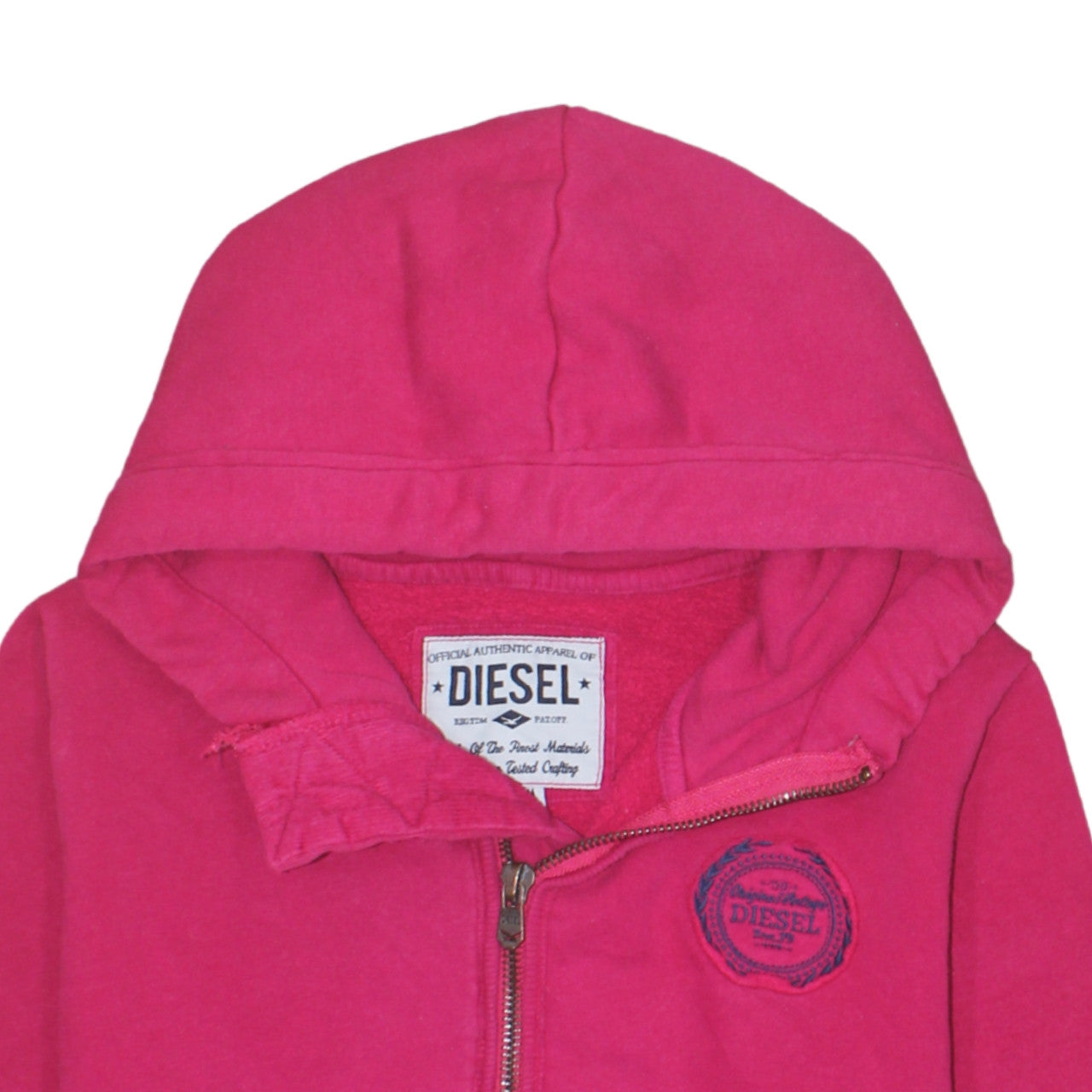 Diesel Womens Pink Full Zip Hoodie Medium Cotton Blend