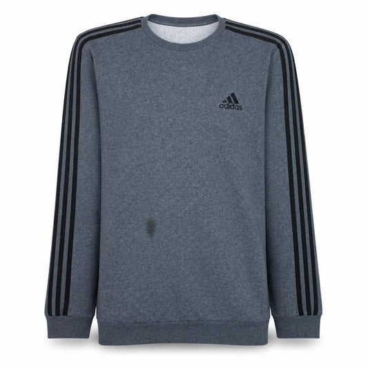 adidas Men’s Grey Crew Neck Sweatshirt L Pullover Fleece Sportswear