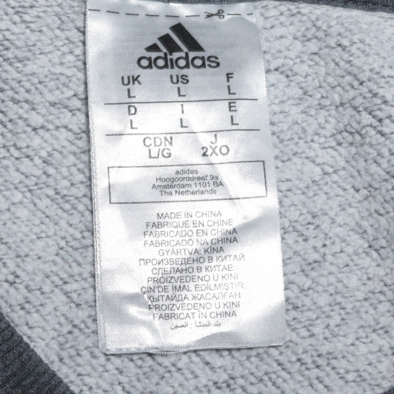 adidas Men’s Grey Crew Neck Sweatshirt L Pullover Fleece Sportswear