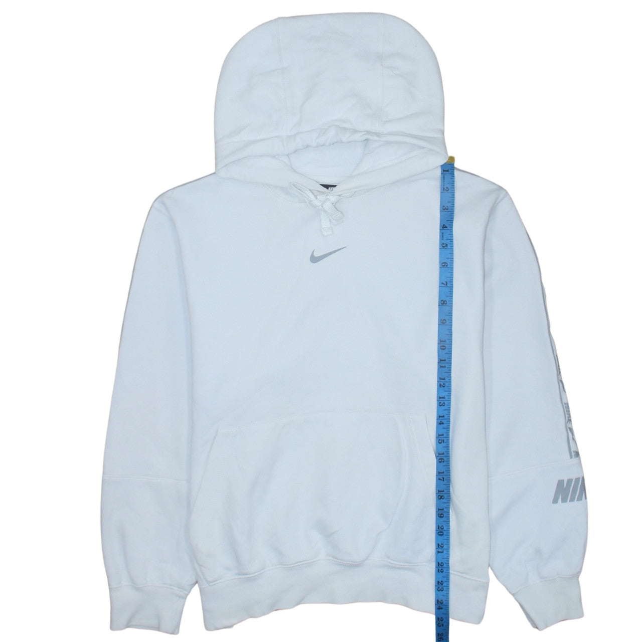 Nike Men White Pullover Hoodie S Sports Logo Fleece Sweatshirt