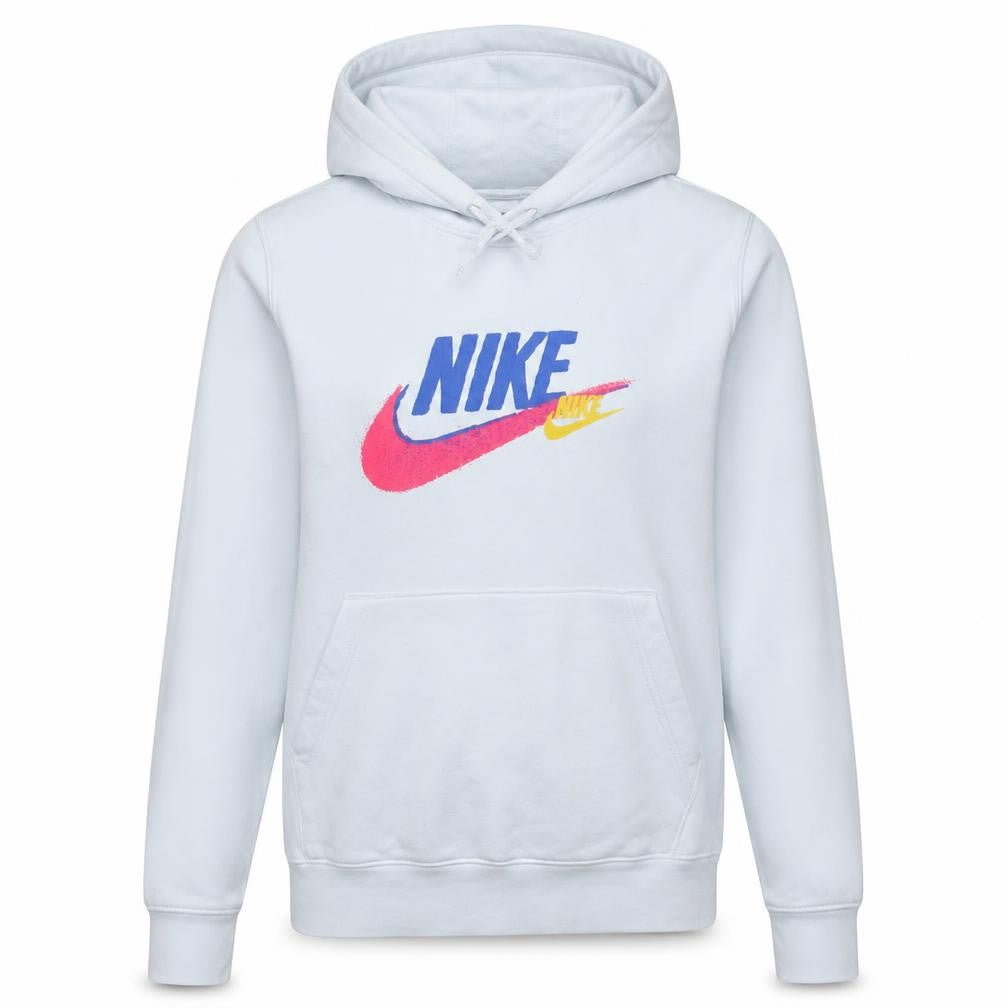 Nike Women's White Pullover Hoodie Small Logo Print Cotton Blend