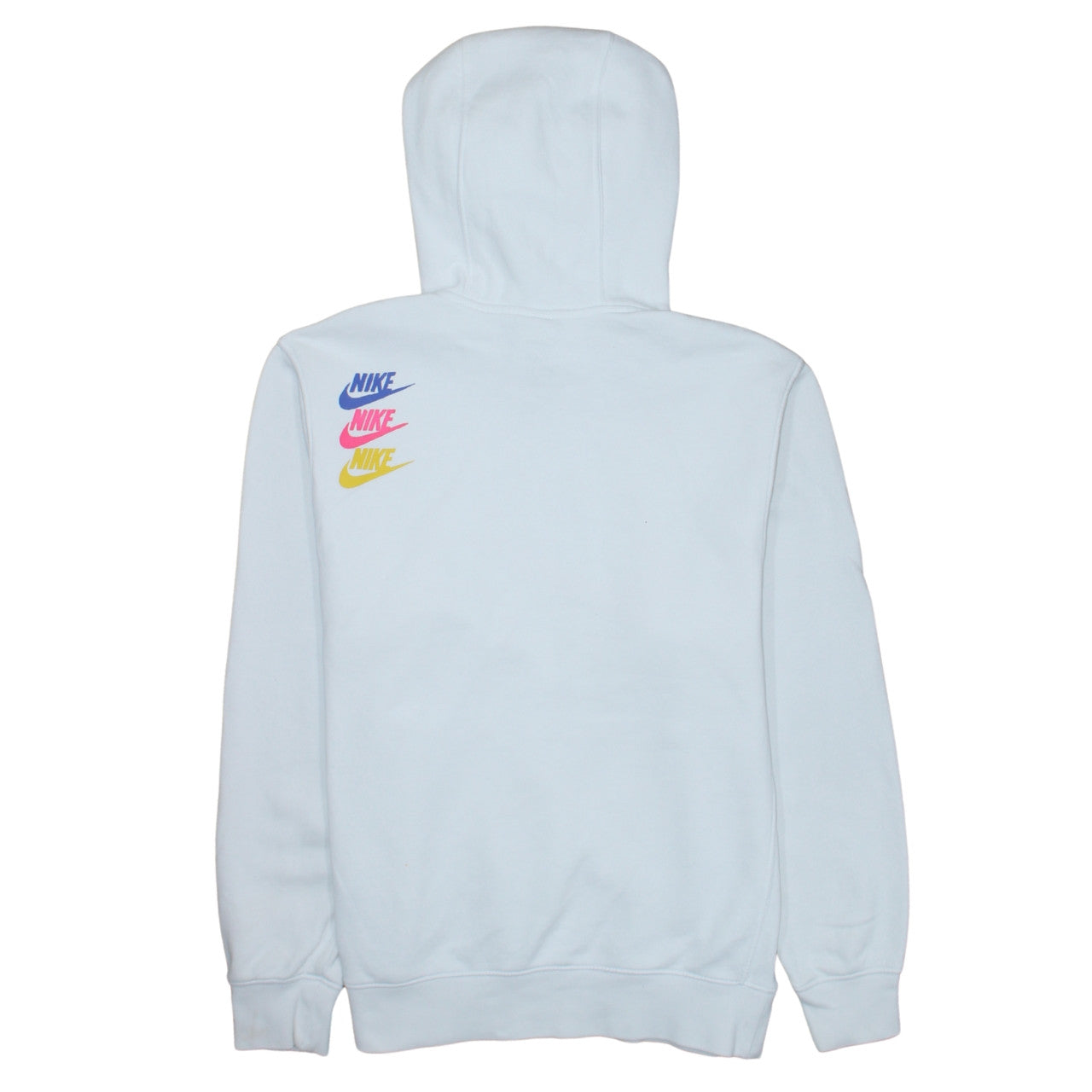 Nike Women's White Pullover Hoodie Small Logo Print Cotton Blend